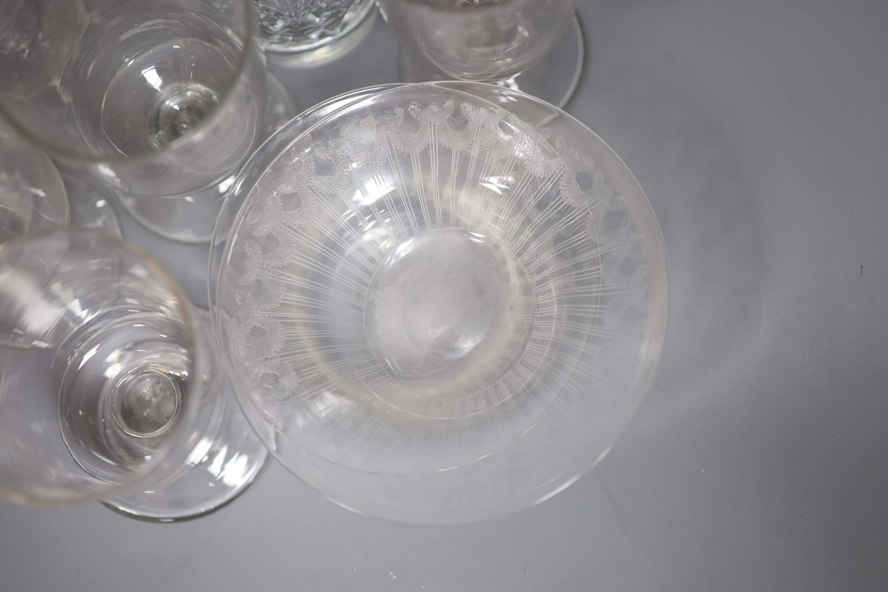 A quantity of glass including Regency decanters